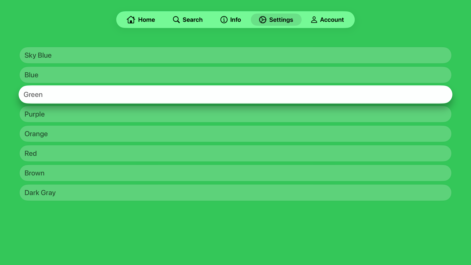 Settings Color Options